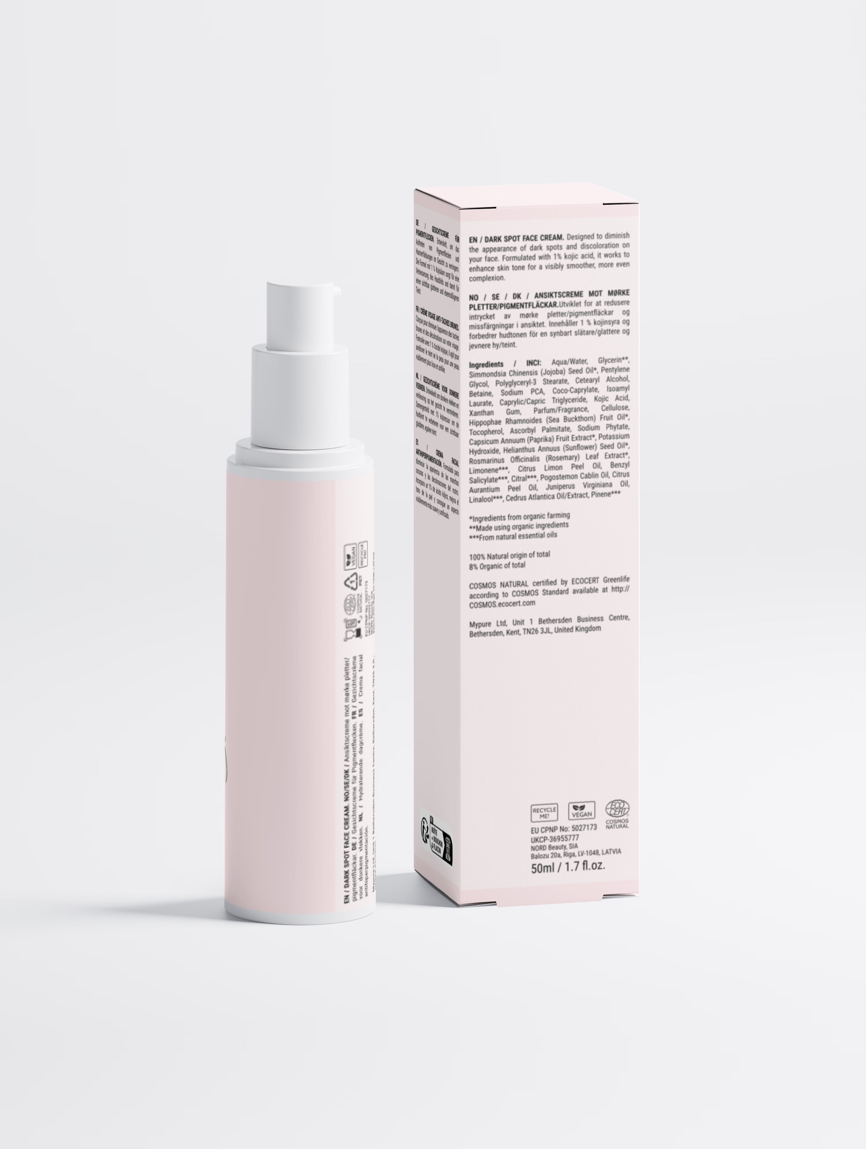 Dark Spot Face Cream with Kojic Acid 50ml – Moisturiser by Claréva